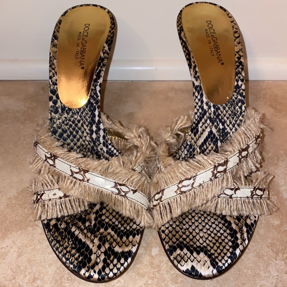 Dolce & Gabbana Burlap Snake Heels